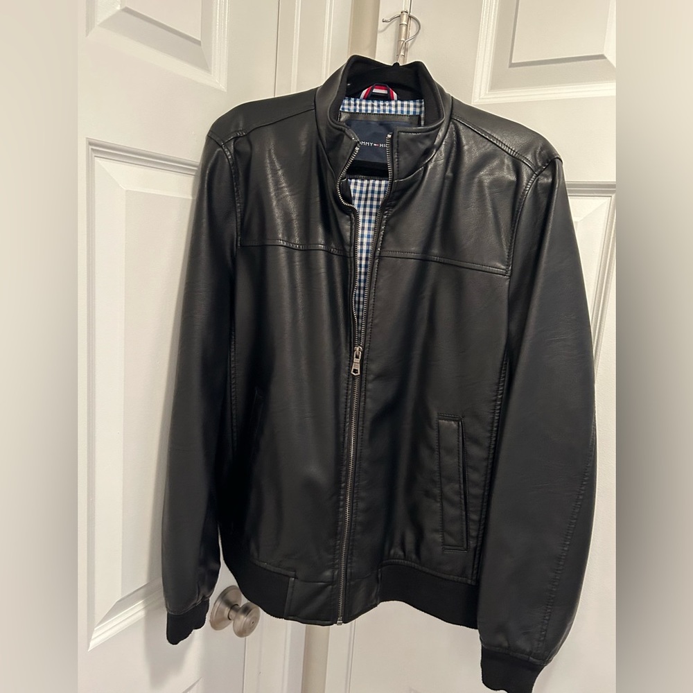 Tommy Hilfiger Men's Smooth Lamb Faux Leather Unfilled Bomber Jacket